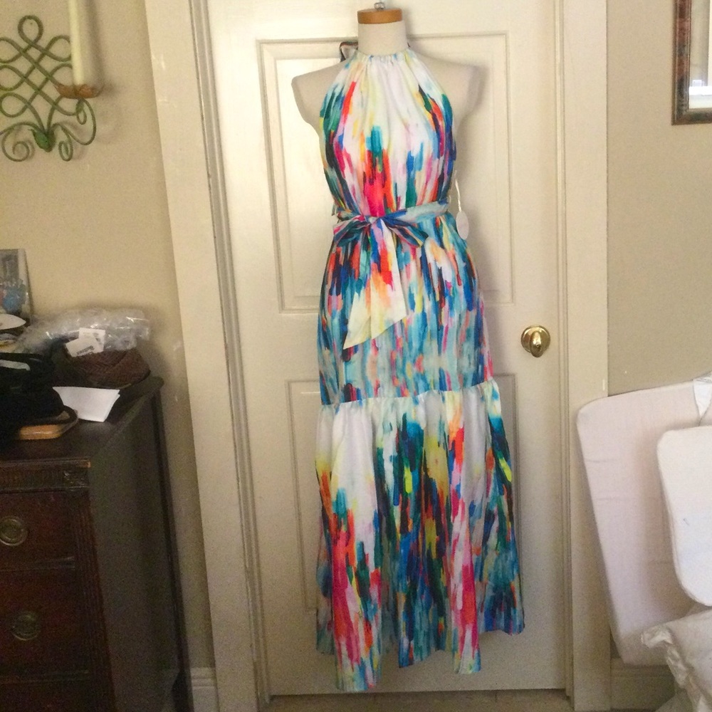 NWT!  Luxxell Brushstroke Mermaid Textured Maxi Dress